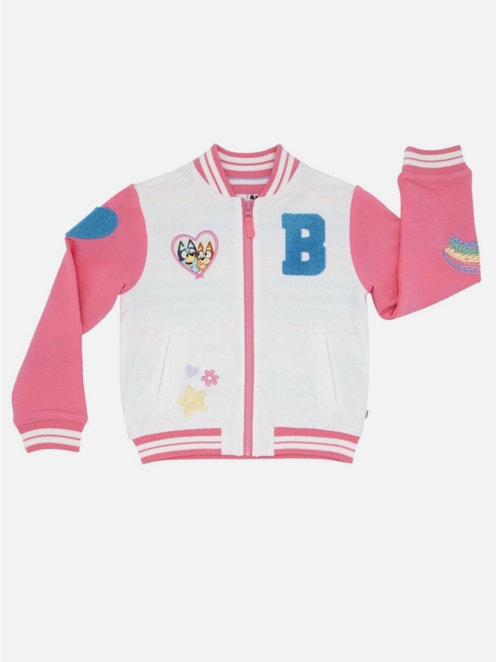 Little Sleepies Bluey Pink Bomber Jacket Toddler 4T -Limited Edition Colorful